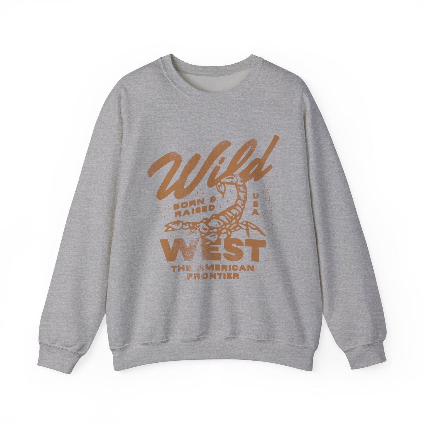 Vintage western top with a scorpion graphic and distressed details. Retro cowboy pullover with a rugged, rustic style. Wild West sweatshirt inspired by the American frontier. Western rodeo shirt with a bold design for an adventurous look.