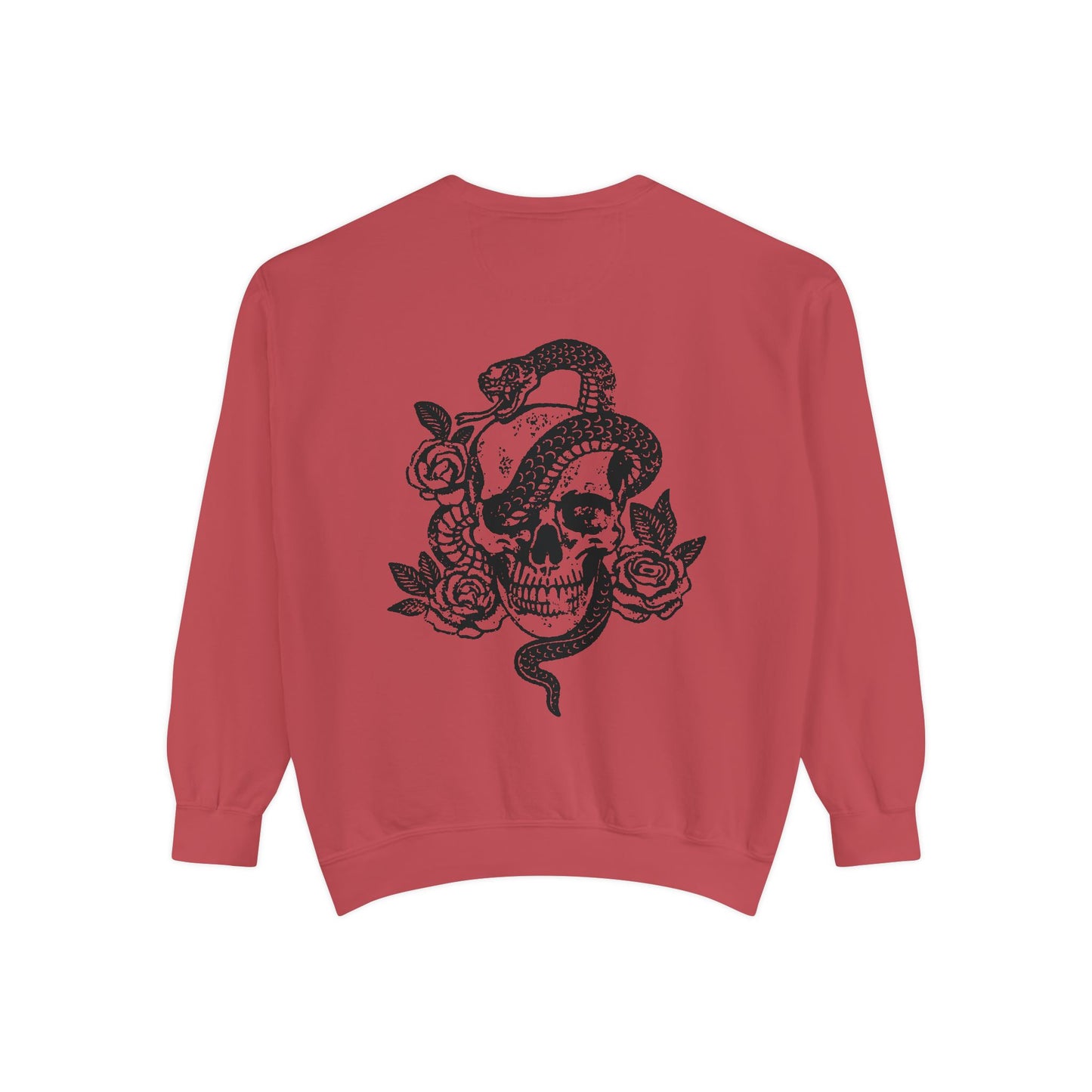 Dark cottagecore top with skeleton graphic and snake design, witchy celestial style sweatshirt, edgy retro pullover perfect for gothic fashion lovers.
