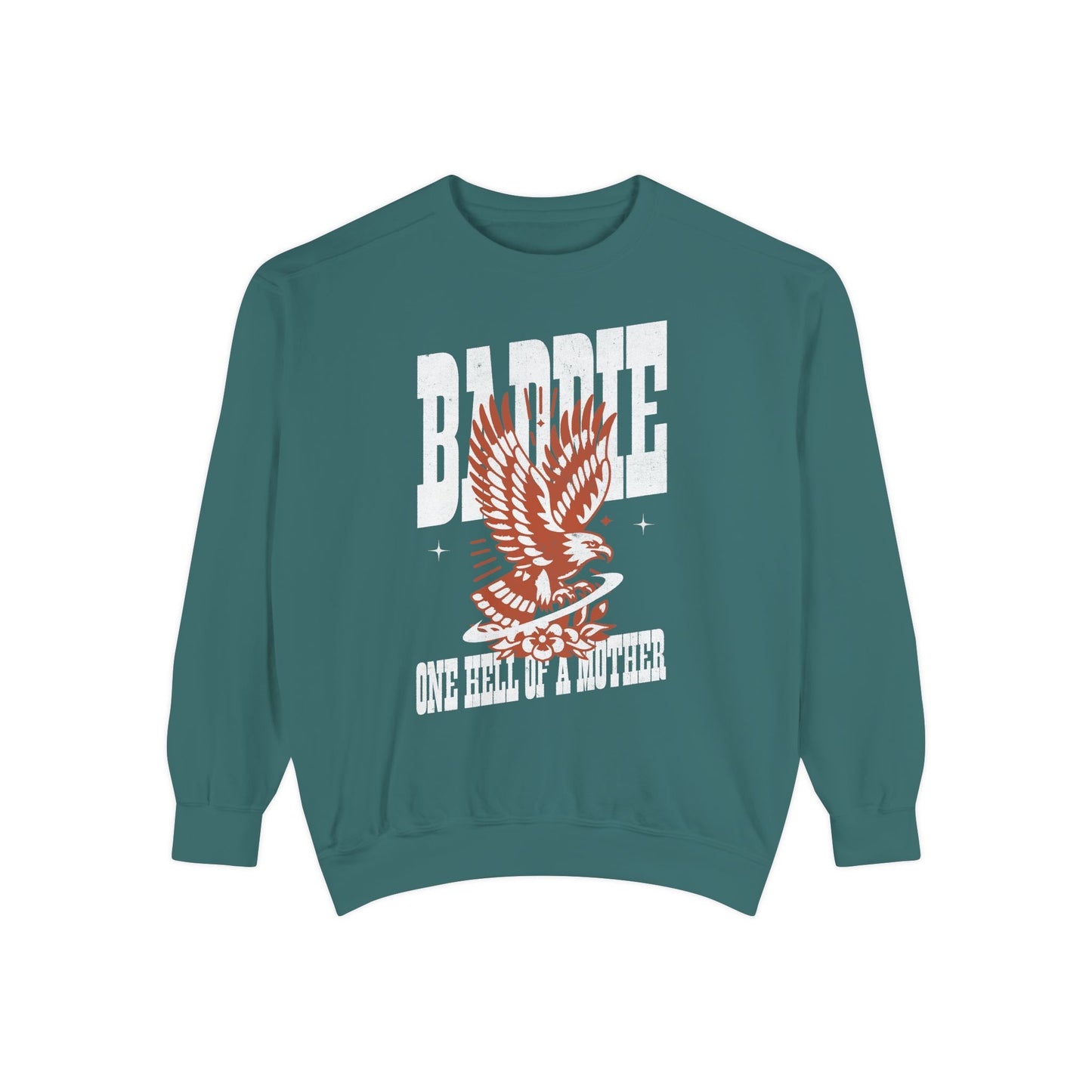 Cool mom crewneck with bold eagle graphic and vintage style. Edgy mom sweatshirt perfect for Mother’s Day or everyday wear. Strong mama crewneck with wild retro vibe for confident moms who love graphic pullovers and stylish oversized sweatshirts.