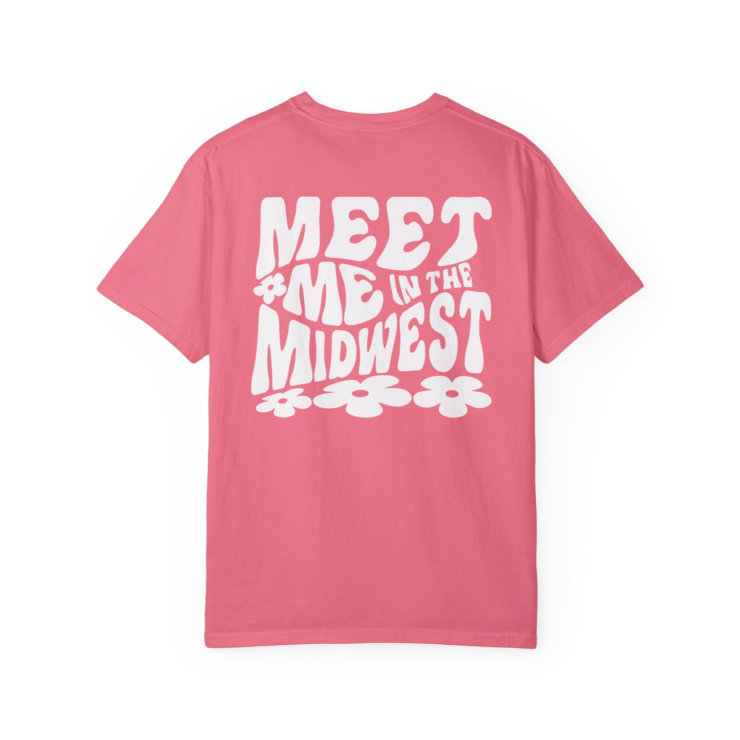 Retro Midwest shirt with bold floral graphic design and "Meet Me in the Midwest" text. Perfect for casual outfits, Midwest road trips, or trendy Midwest looks, combining comfort and style effortlessly.