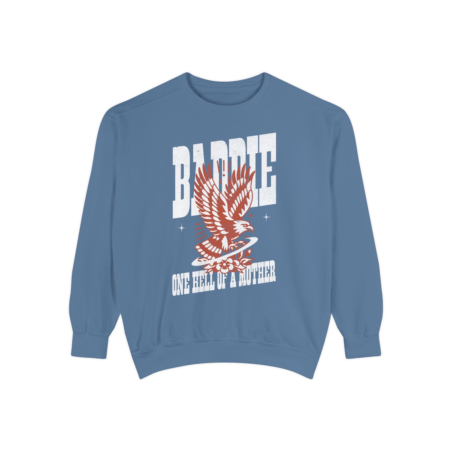 Cool mom crewneck with bold eagle graphic and vintage style. Edgy mom sweatshirt perfect for Mother’s Day or everyday wear. Strong mama crewneck with wild retro vibe for confident moms who love graphic pullovers and stylish oversized sweatshirts.