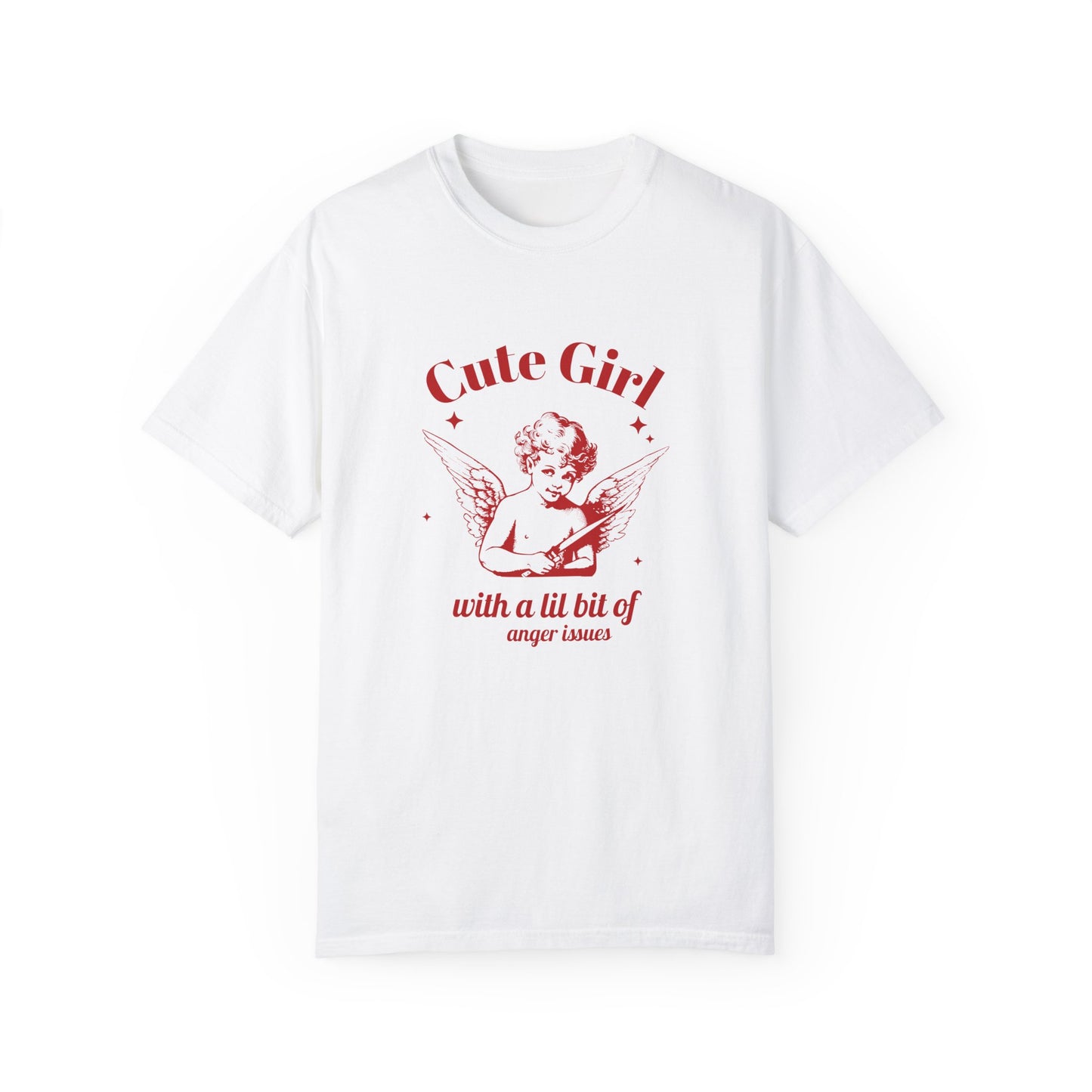 Vintage angel shirt with sassy angel print featuring a cute girl angel graphic. Oversized angel tee with retro vibes. Aesthetic angel shirt for casual looks. Funny retro angel tee with whimsical design. Unique angel tee for bold, stylish outfits.