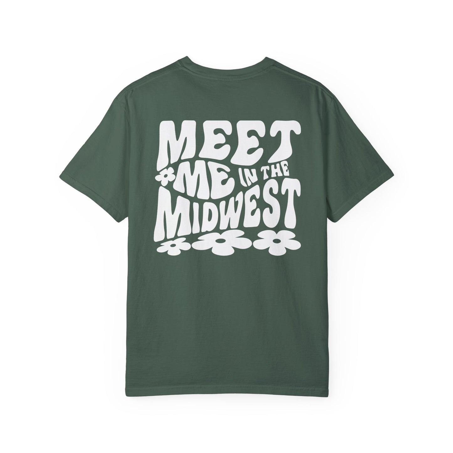 Retro Midwest shirt with bold floral graphic design and "Meet Me in the Midwest" text. Perfect for casual outfits, Midwest road trips, or trendy Midwest looks, combining comfort and style effortlessly. 