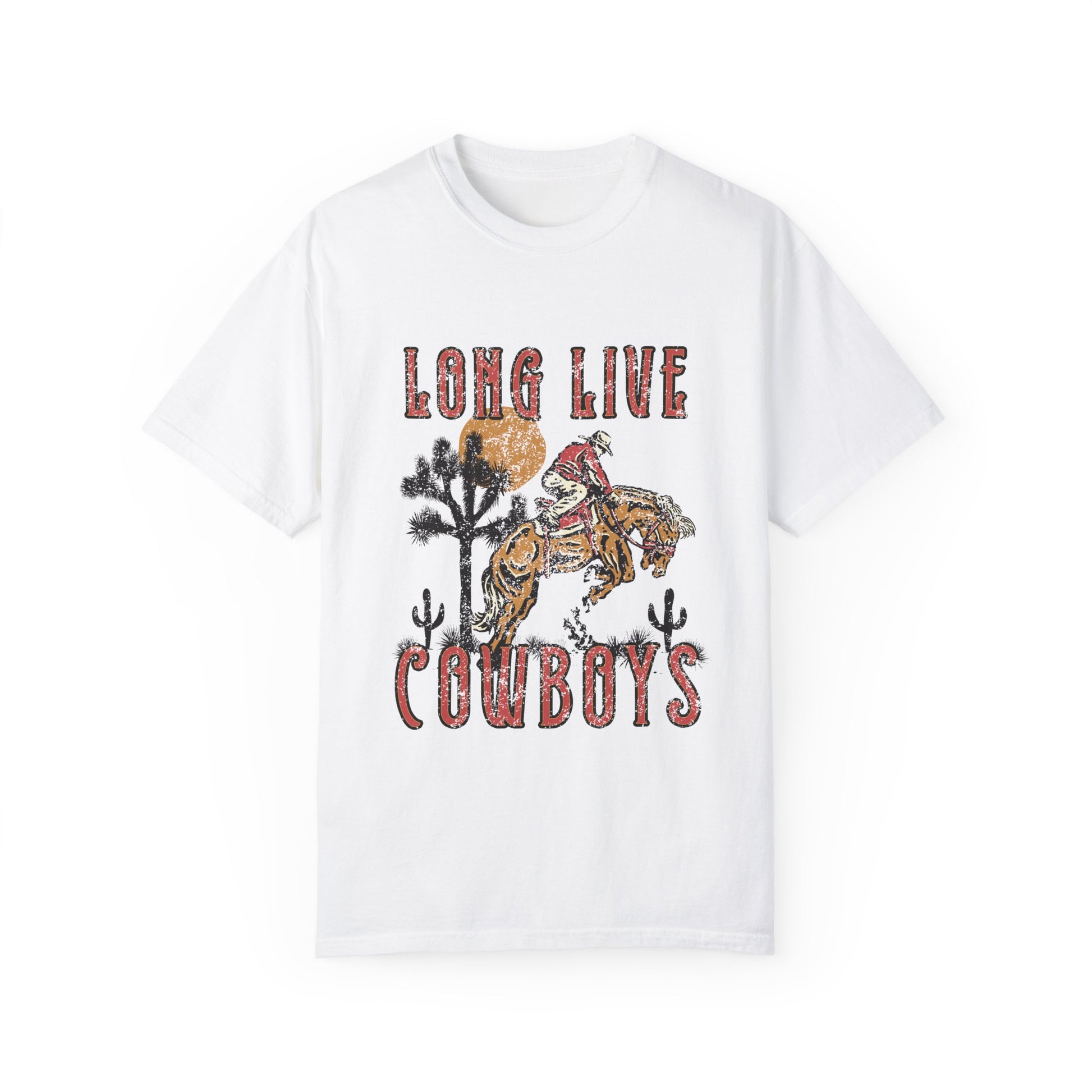 Oversized cowboy tee featuring a bold distressed design with western and rodeo elements. Vintage ranch tee perfect for fans of southwestern and rustic style. Nostalgic western graphic ideal for casual outfits and everyday comfort.