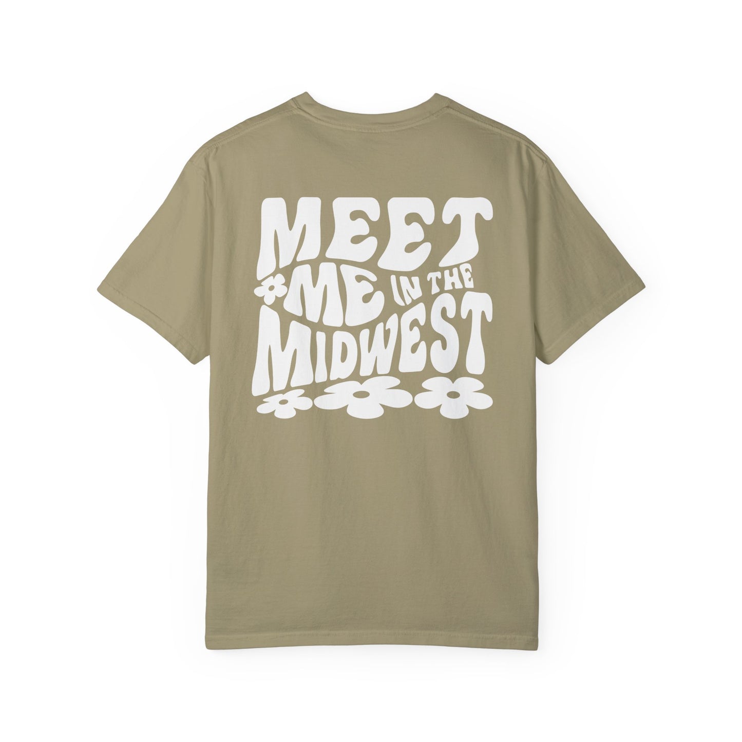 Retro Midwest shirt with bold floral graphic design and "Meet Me in the Midwest" text. Perfect for casual outfits, Midwest road trips, or trendy Midwest looks, combining comfort and style effortlessly. 