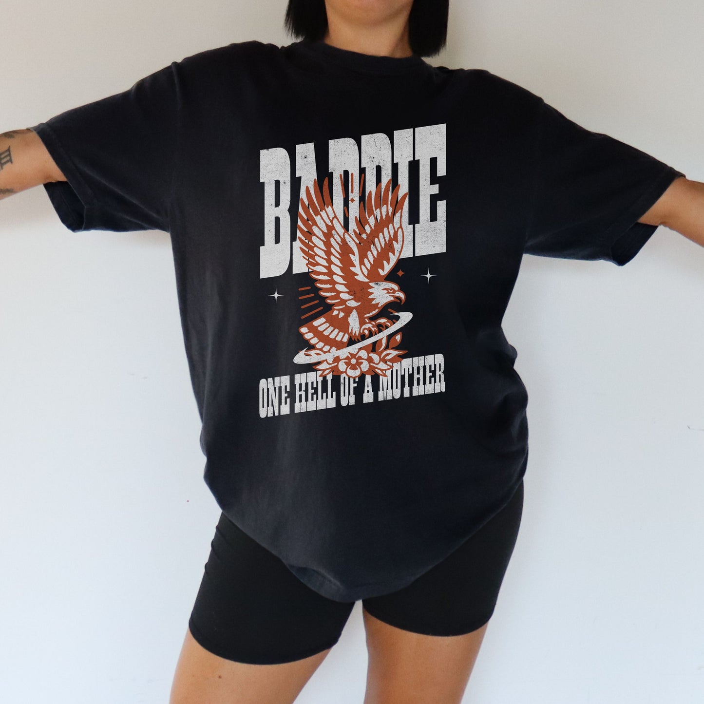 Cool mom graphic tee with bold eagle design and vintage style. Edgy mom shirt with retro vibe for Mother’s Day or everyday wear. Strong mom tee and wild mama shirt perfect for confident, stylish women who love badass graphic t-shirts.