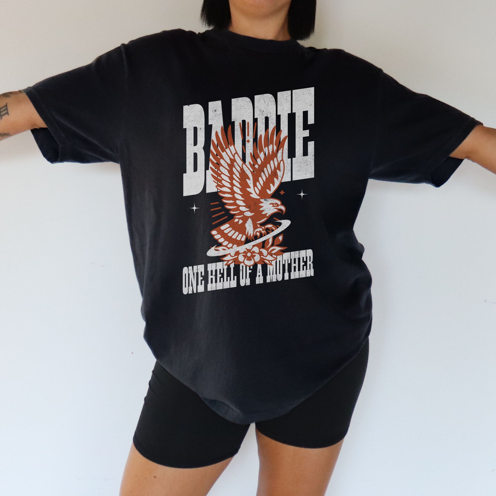 Cool mom graphic tee with bold eagle design and vintage style. Edgy mom shirt with retro vibe for Mother’s Day or everyday wear. Strong mom tee and wild mama shirt perfect for confident, stylish women who love badass graphic t-shirts.