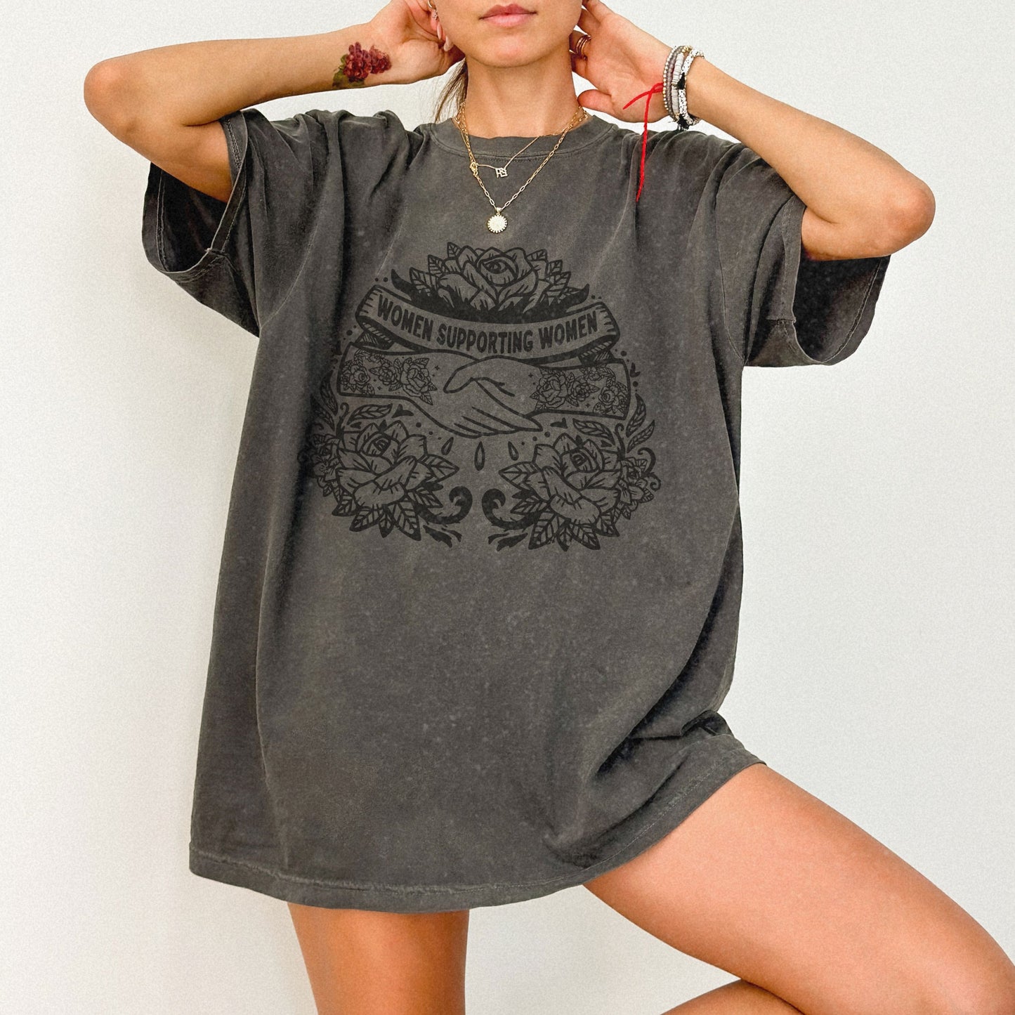 Empowering women shirt with bold floral design and a meaningful message. Retro graphic tee featuring feminist and inspirational elements. Perfect for a vintage-inspired look or boho vibes.