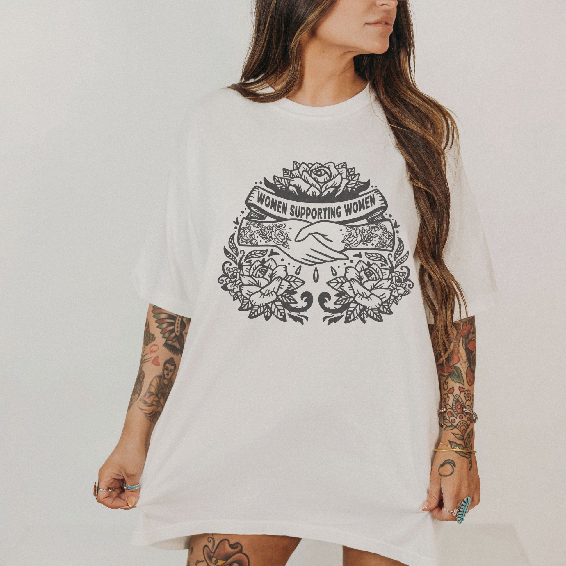Empowering women shirt with bold floral design and a meaningful message. Retro graphic tee featuring feminist and inspirational elements. Perfect for a vintage-inspired look or boho vibes.